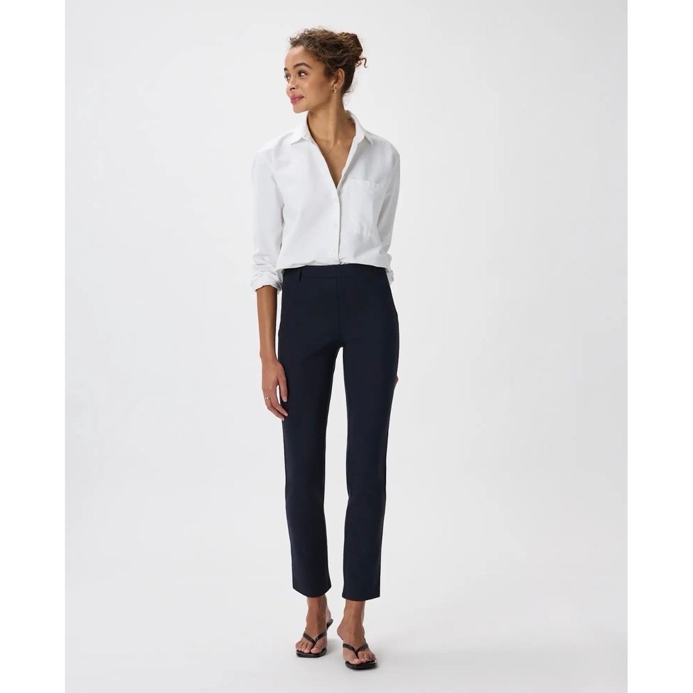 Quince Blue Ponte Knit Dress Pants Petite S Stretch Pull On‎ Work